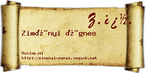 Zimányi Ágnes névjegykártya
